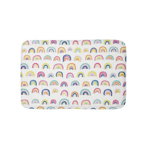 Tapis De Bain Boho Blanc Multi Arc-en-ciel