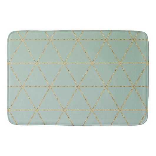 Tapis De Bain Boho Bohemian Chic Gold & Mint Géométrique Glam (Devant)