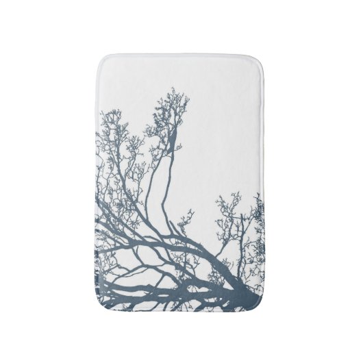 Tapis De Bain Boho d'arbre simple bleu (Devant (Vertical))