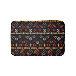 Tapis De Bain Boho Ethnique : Tribal Coloré Sans Couleur.
