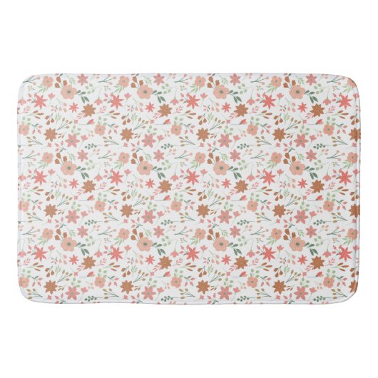 Tapis De Bain Boho Floral Terre Tons Fleurs Modernes (Devant)