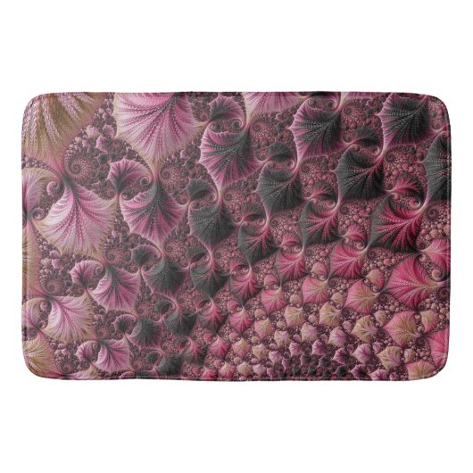 Tapis De Bain Boho Funky Eclectique Rose Noir Abstrait Fractal (Devant)