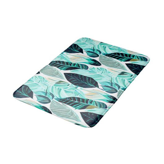 Tapis De Bain Boho green feuilles fun (Angle)