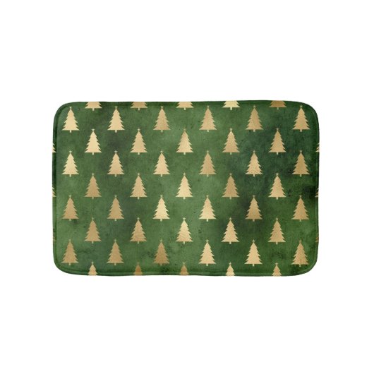 Tapis De Bain Boho Green Gold Trees Noël (Devant)