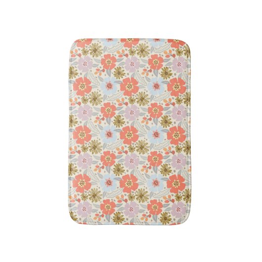 Tapis De Bain Boho Inspiré Floral Pattern Mat (Devant (Vertical))