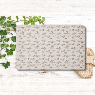Tapis De Bain Boho Leaves Botanique Beige Crème Rose Noir