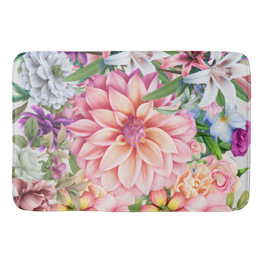 Tapis De Bain Boho mixte floral Lily fleur sauvage motif été (Devant)