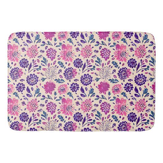 Tapis De Bain Boho Ombre Floral Botanique violet (Devant)