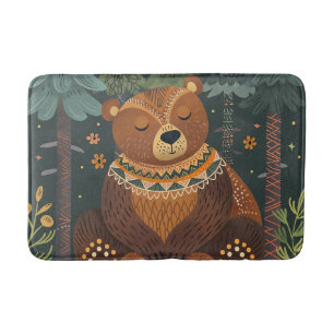 Tapis De Bain Boho Ours Faune Forêt Cute Animaux Nature