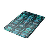 Tapis De Bain Boho Retro Bowls Lignes Turquoises (Angle)