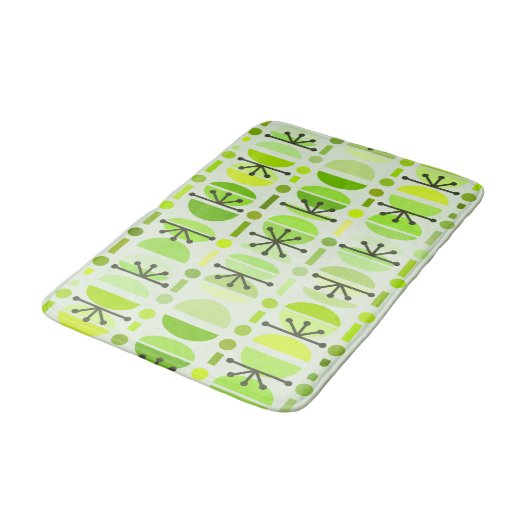 Tapis De Bain Boho Retro Bowls Lines Chartreuse (Angle)