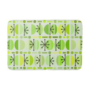 Tapis De Bain Boho Retro Bowls Lines Chartreuse
