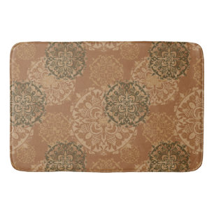 Tapis De Bain Boho rouille foncée Mandalas Mat de bain