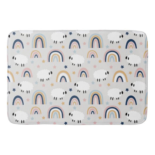 Tapis De Bain Boho Sheep joyeux Rainbow Print (Devant)