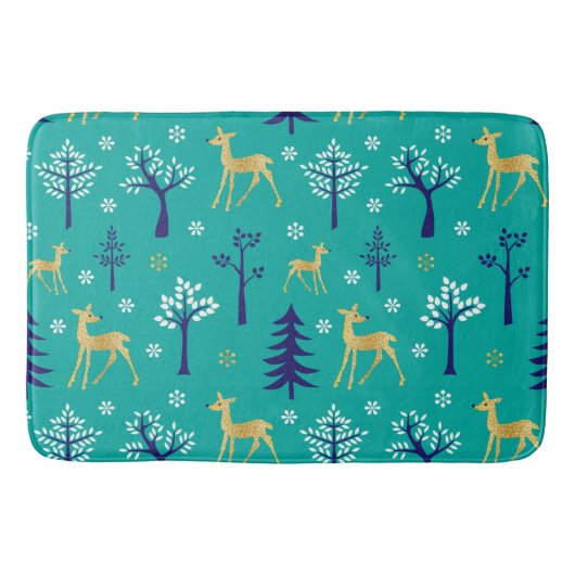Tapis De Bain Boho Trees Gold Deers Moderne (Devant)