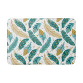 Tapis De Bain Boho Turquoise et or plumes (Devant)