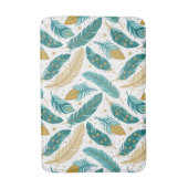 Tapis De Bain Boho Turquoise et or plumes (Devant (Vertical))