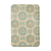 Tapis De Bain Boho Turquoise et Sable Beige Mandala (Devant (Vertical))