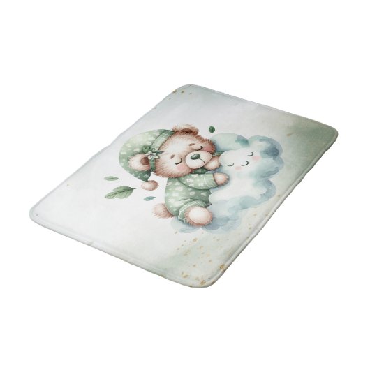 Tapis De Bain Boho vert dormant Teddy Ours mou (Angle)