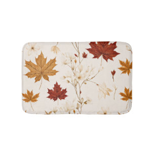 Tapis De Bain Boho Vintage Feuilles d'érable hiver modèle floral