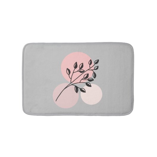 Tapis De Bain Boho Zen Botanique Sur Cercles Rose & Lilac (Devant)