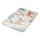 Tapis De Bain Bois d'aquarelle Cerf en hiver Forêt Noël (Angle)