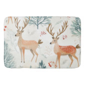 Tapis De Bain Bois d'aquarelle Cerf en hiver Forêt Noël (Devant)