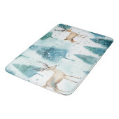 Tapis De Bain Bois d'aquarelle Cerf en hiver Forêt Noël (Angle)