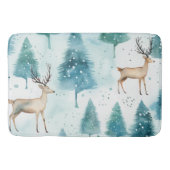 Tapis De Bain Bois d'aquarelle Cerf en hiver Forêt Noël (Devant)