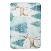 Tapis De Bain Bois d'aquarelle Cerf en hiver Forêt Noël (devant Vertical)