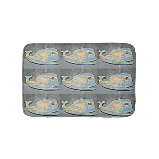 Tapis De Bain bois folk art baleines bleues (Devant)