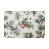 Tapis De Bain Bois Pine & Berries rouges Conception de vacances (Devant)