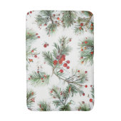 Tapis De Bain Bois Pine & Berries rouges Conception de vacances (Devant (Vertical))
