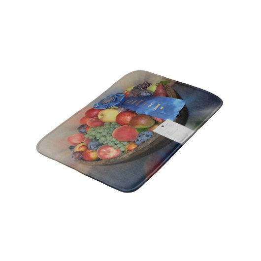 Tapis De Bain Bol de fruits au ruban bleu (Angle)