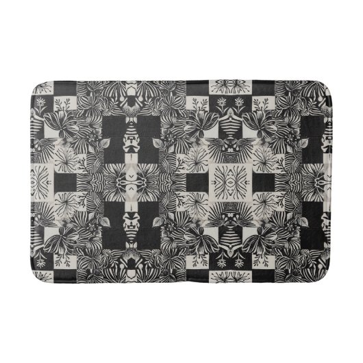 Tapis De Bain Bold Tropical Monochrome Floral Pattern (Devant)