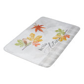 Tapis De Bain Bonjour automne avec les feuilles d'oiseaux et d'a (Angle)