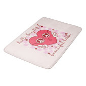 Tapis De Bain Bonjour Beau Coeur Rose (Angle)