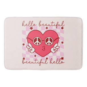 Tapis De Bain Bonjour Beau Coeur Rose