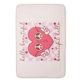 Tapis De Bain Bonjour Beau Coeur Rose (devant Vertical)