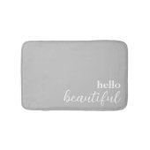 Tapis De Bain Bonjour belle typographie blanc & gris (Devant)