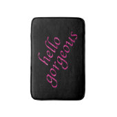 Tapis De Bain Bonjour citations Girly noires roses | chics (Devant (Vertical))