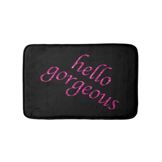 Tapis De Bain Bonjour citations Girly noires roses | chics (Devant)