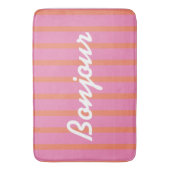 Tapis De Bain Bonjour rose rayé (devant Vertical)