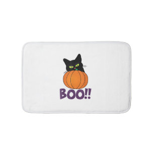 Tapis De Bain Boo Funny Jolly Chat Pékin Citrouille Halloween pa