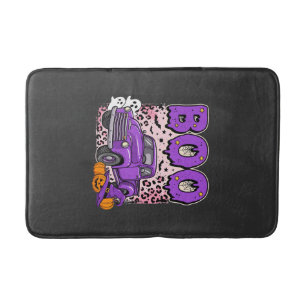 Tapis De Bain Boo Halloween Camion Violet Fantôme et Citrouilles