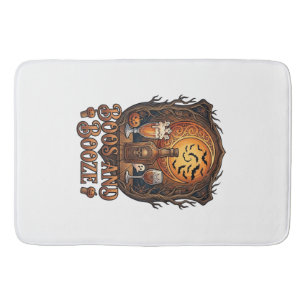 Tapis De Bain Boos Booze Halloween Crâne Bouteille Bière Vin Cha
