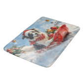 Tapis De Bain Border Collie Dog in Sledge Let it Snow Christmas  (Angle)