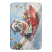 Tapis De Bain Border Collie Dog in Sledge Let it Snow Christmas  (devant Vertical)