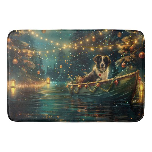 Tapis De Bain Bordure Collie Noël Festive Voyage (Devant)