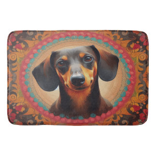 Tapis De Bain Bordure colorée réaliste mignon Amoureux des chien